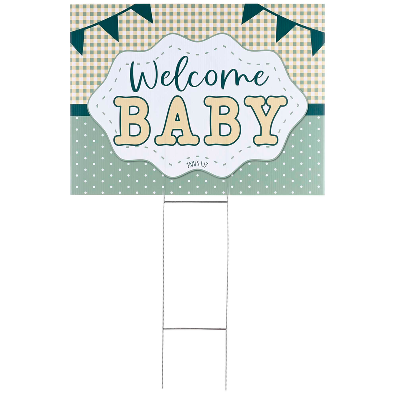 Yard Sign Welcome Baby Green