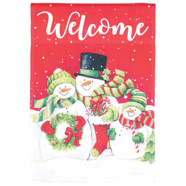 Flag Welcome Snowman Family