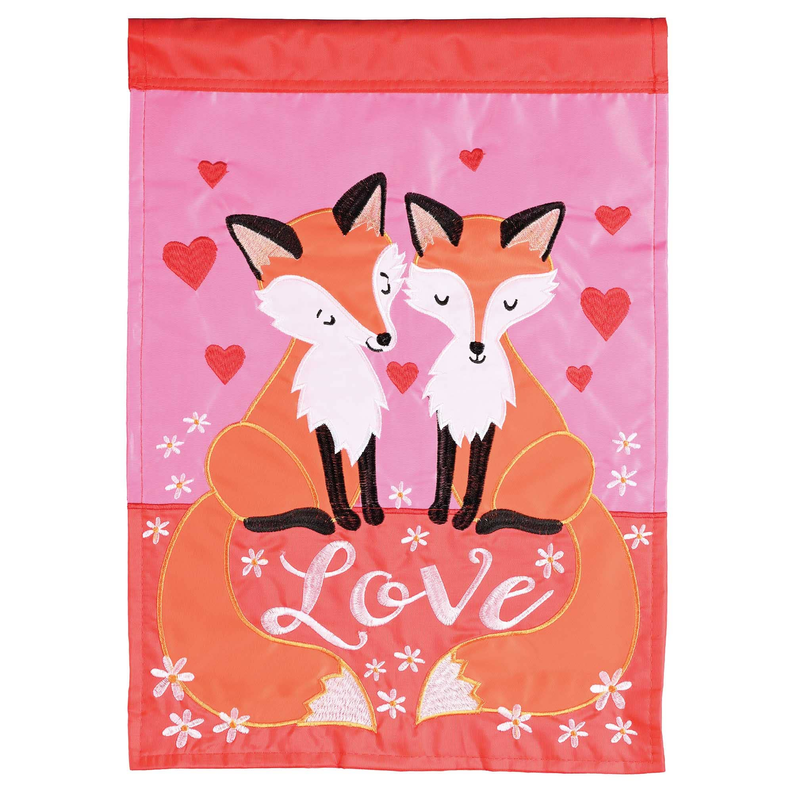 Flag Garden Love Foxes Polyester