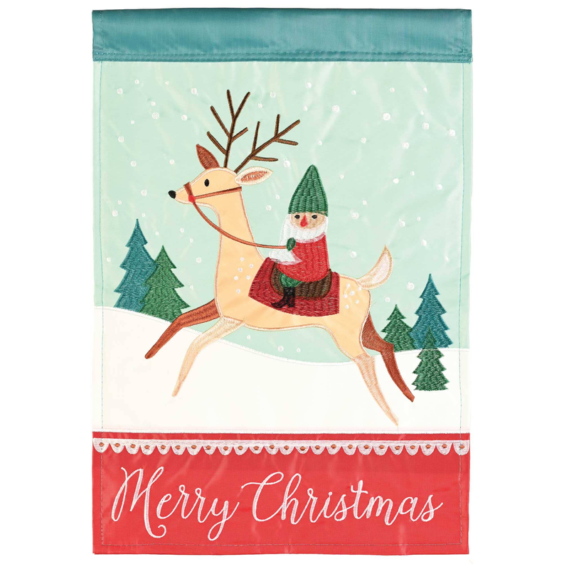 Flag Deer Merrychristmas Polyester