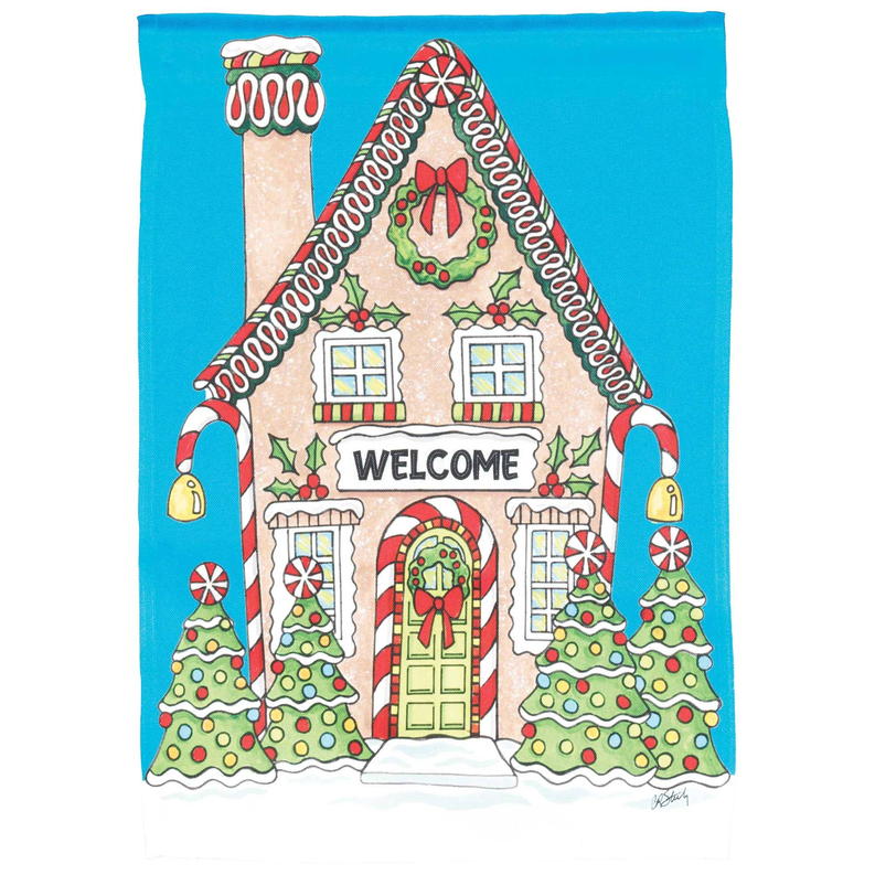 Flag Gingerbread House Welcome