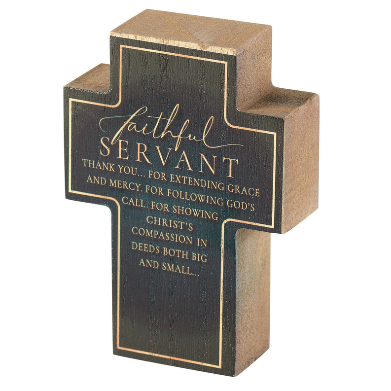 CROSS TABLETOP FAITHFUL SERVANT POEM MDF