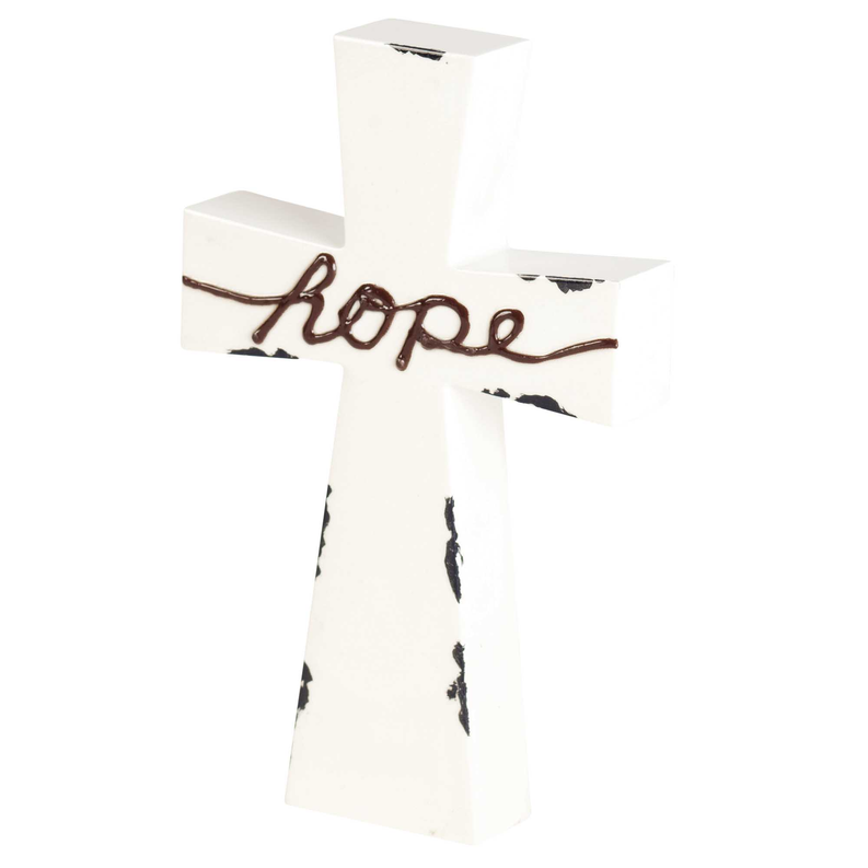 Tabletop Cross Hope Enamel-look