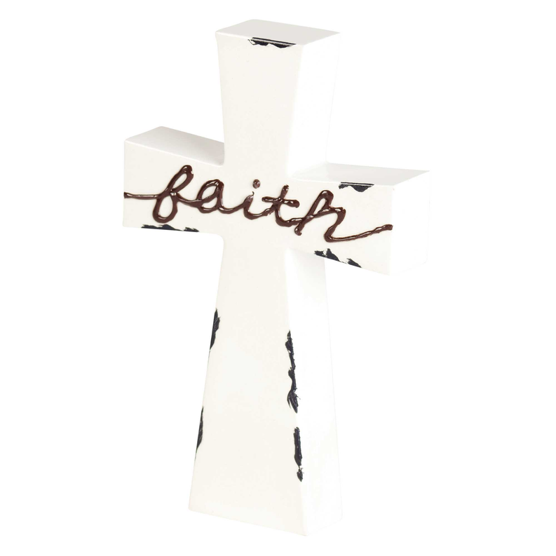 Tabletop Cross Faith Enamel-look