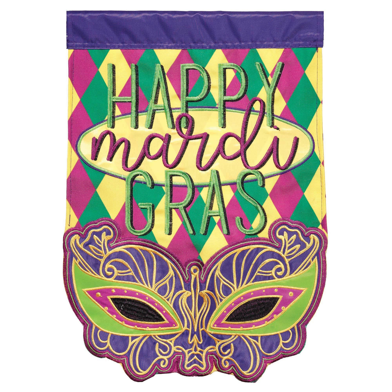 Flg Dapp Mardi Gras Mask Poly/Prt Garden