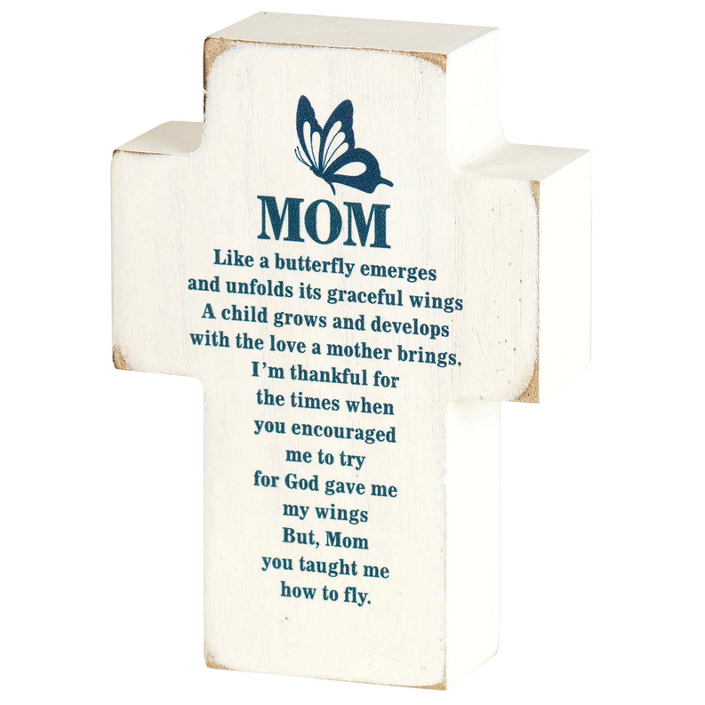 TTOP CRS MOM BUTTERFLY WINGS MDF WHT 4"H