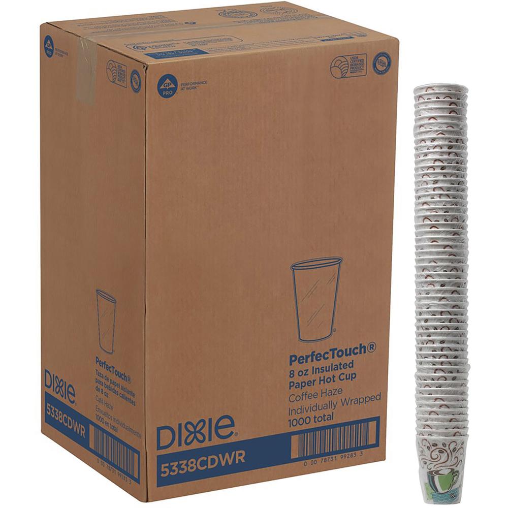 Dixie PerfecTouch Hot Cups - 8 fl oz - 1000 / Carton - Multi - Paper - Hot Food, Cold Food, Coffee