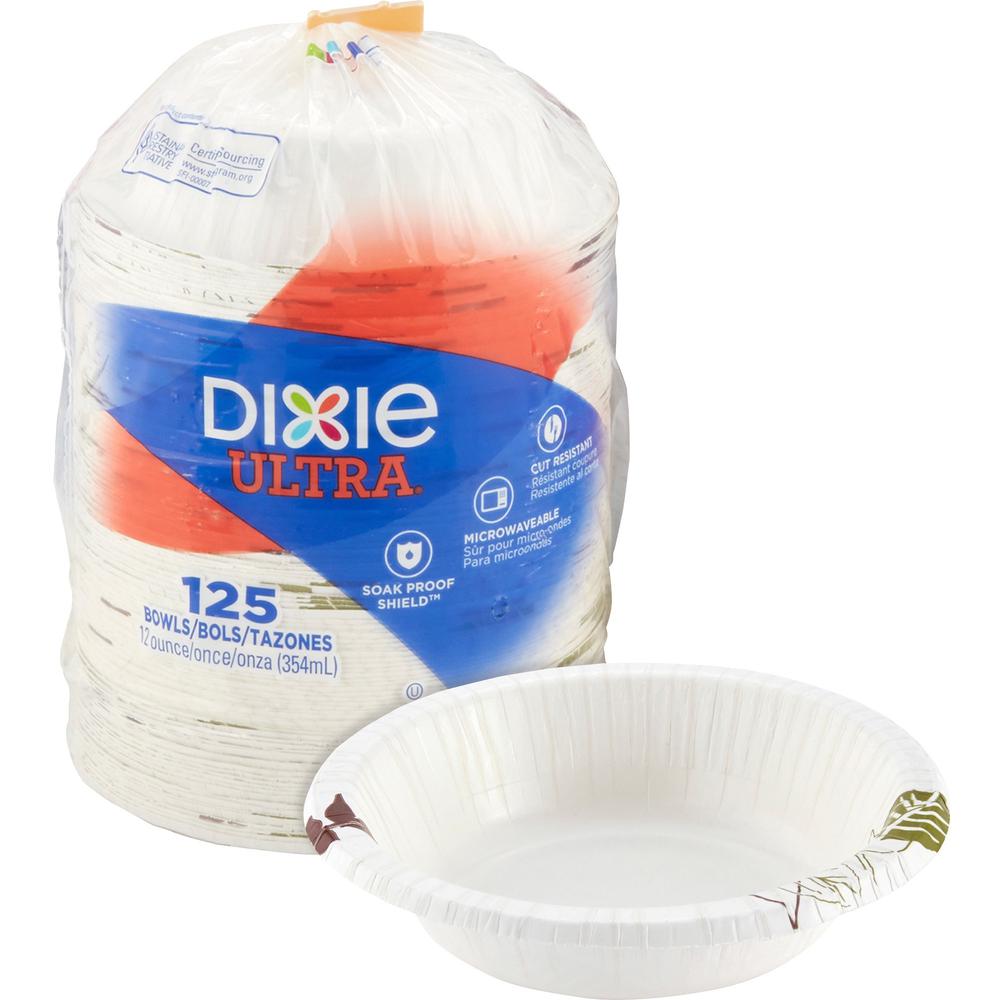 Dixie Ultra Pathways Heavyweight Paper Bowls by GP Pro - Disposable - Microwave Safe - White - Paper Body - 125 / Pack