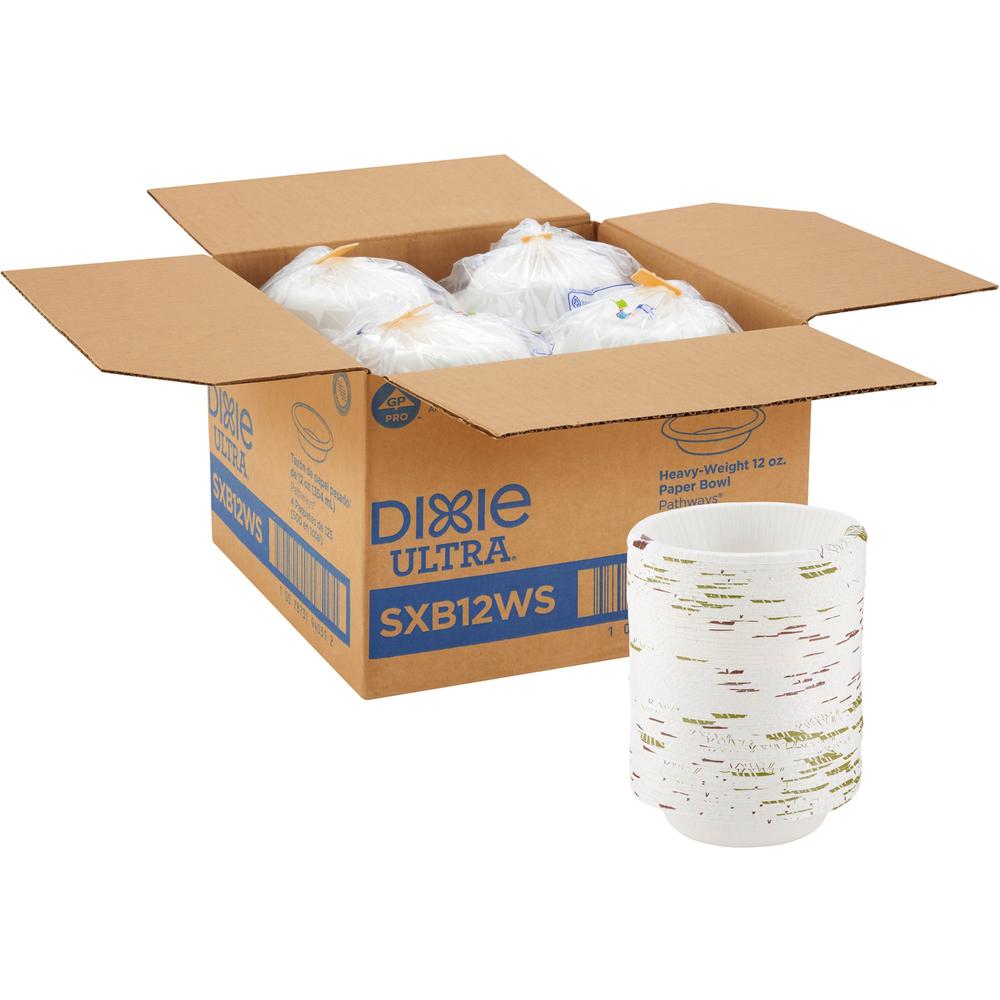 Dixie Ultra Pathways Heavyweight Paper Bowls by GP Pro - 125 / Pack - Microwave Safe - White - Paper Body - 4 / Carton