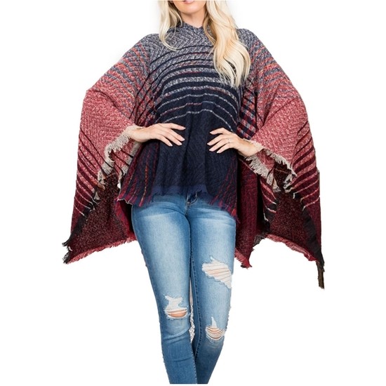 Two Tone Hooded Poncho