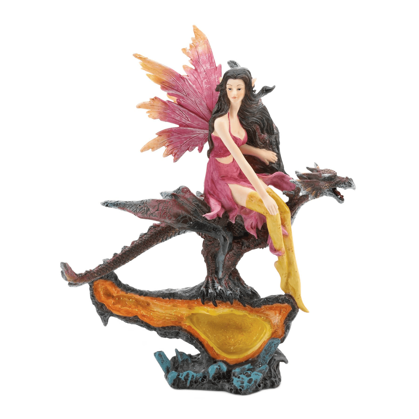 Fairy & Dragon Citrine Geode Statue