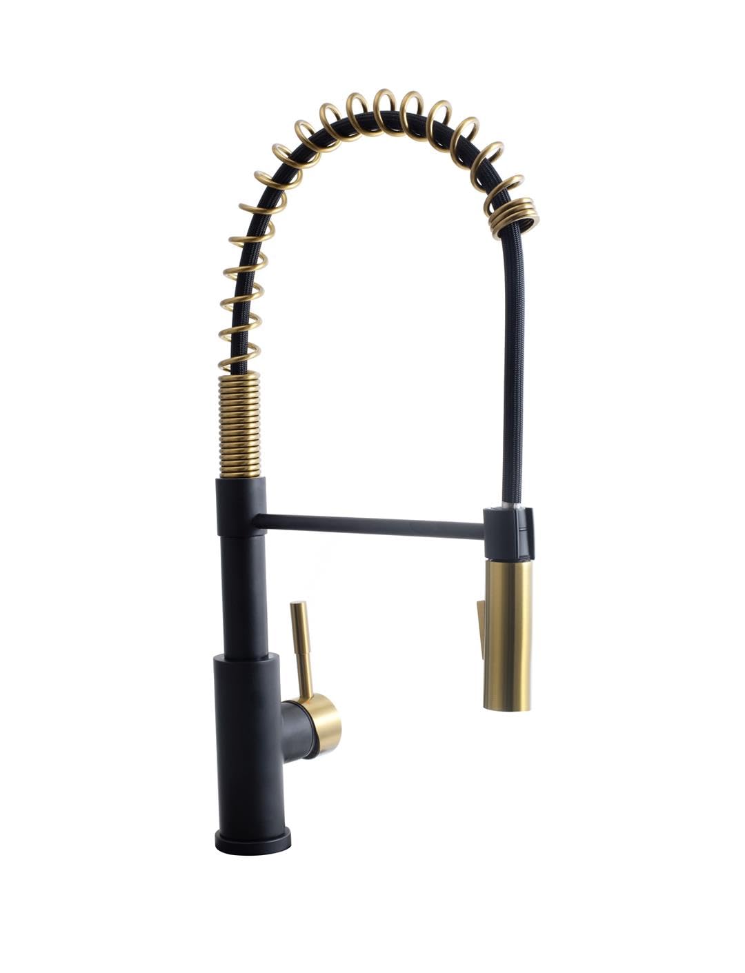 STREAMLINE COIL PULLDOWN RV KITCHEN FAUCET  MATTE BLACK/ROSE GOLD