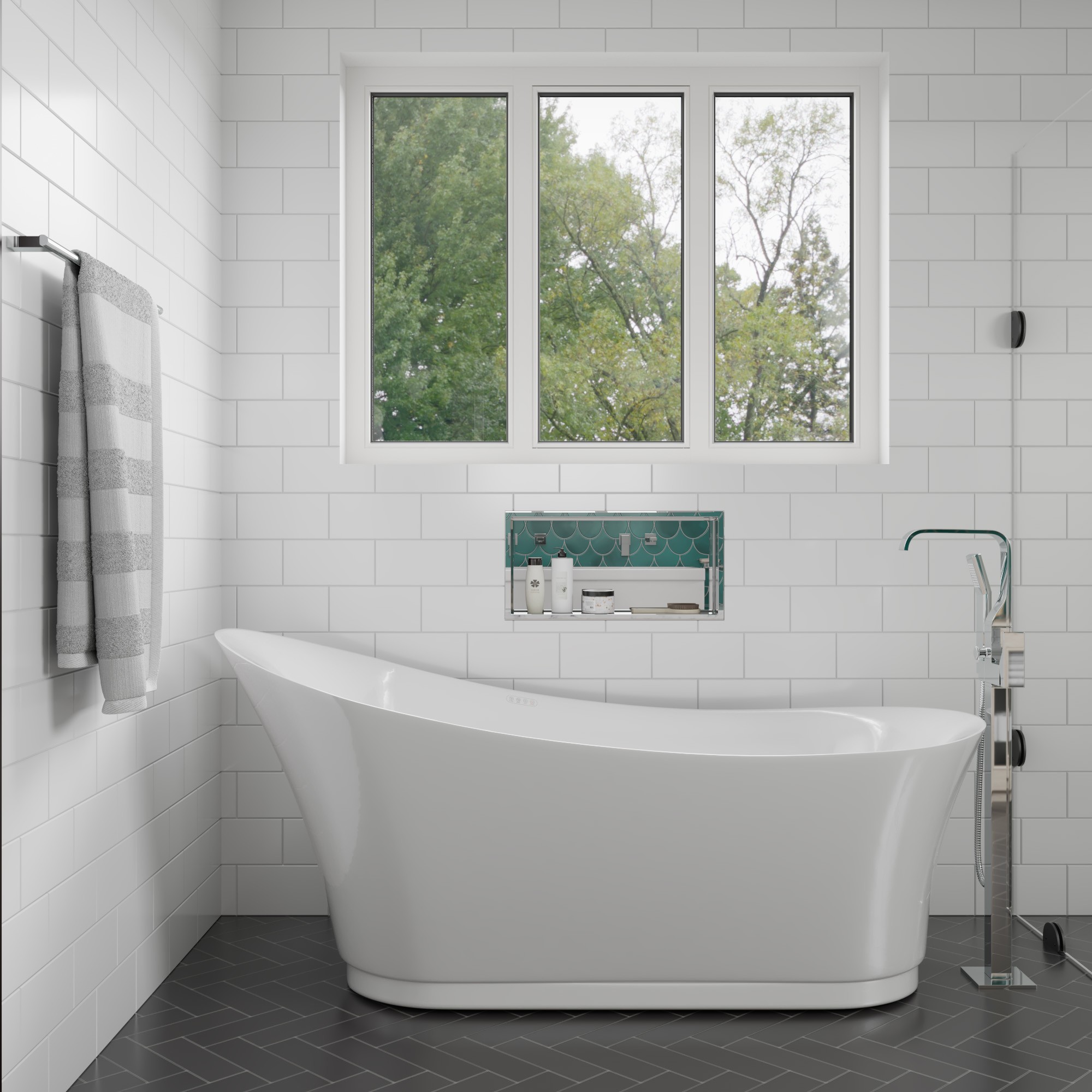 EAGO AM2140 6 Foot White Free Standing Air Bubble Bathtub