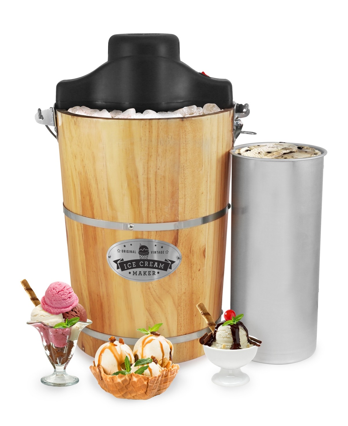 Elite EIM916X 6 Quart Old Fashioned Pine Bucket Ice Cream