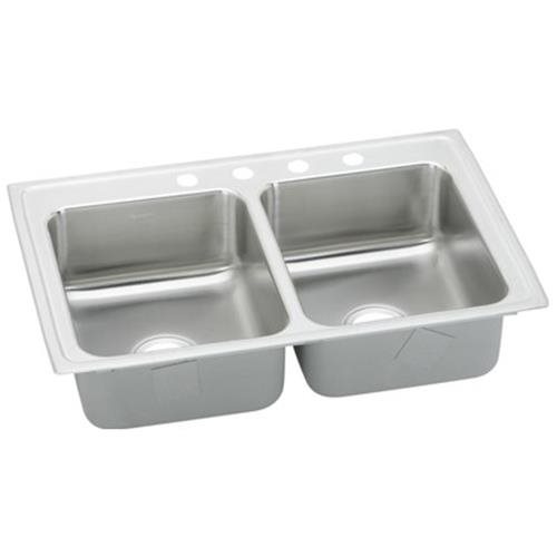 43 X 22 Three Hole Double Bowl Stainless Steel Sink Lustertone