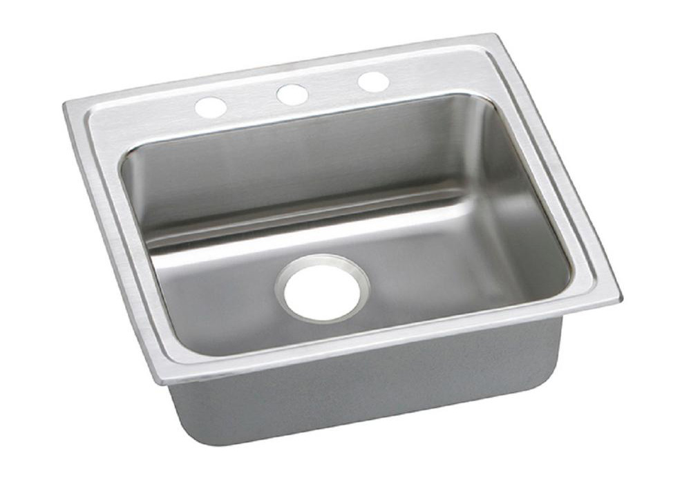 25" x 21"x 6" 3 Hole 1 Bowl ADA Sink Lustertone Stainless Steel