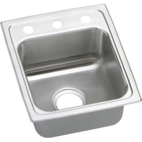 15"x17" 3 Hole 1 Bowl Stainless Steel Sink Lustertone