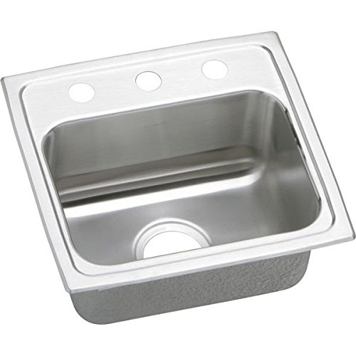 17" x 16" 2 Hole 1 Bowl Stainless Steel Sink Lustertone