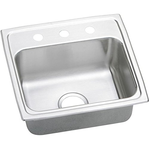 19" x 18" 2 Hole 1 Bowl Stainless Steel Sink Lustertone