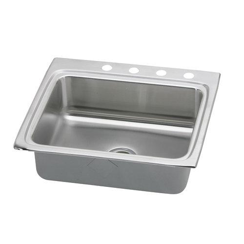 25" x 22" 4 Hole 1 Bowl Stainless Steel Sink Lustertone