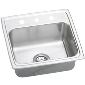 19" x 19" x 6" 3 Hole 1 Bowl Gourmet Stainless Steel Sink