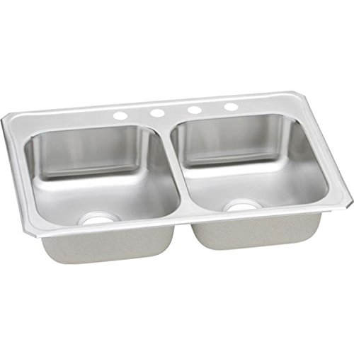 33 X 22 Three Hole Double Bowl Stainless Steel Sink Celebrity