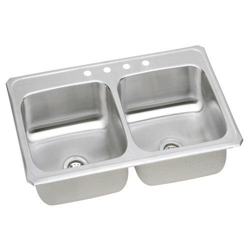 43" x 22" 4 Hole Double Band Sink Celebrity Stainless Steel