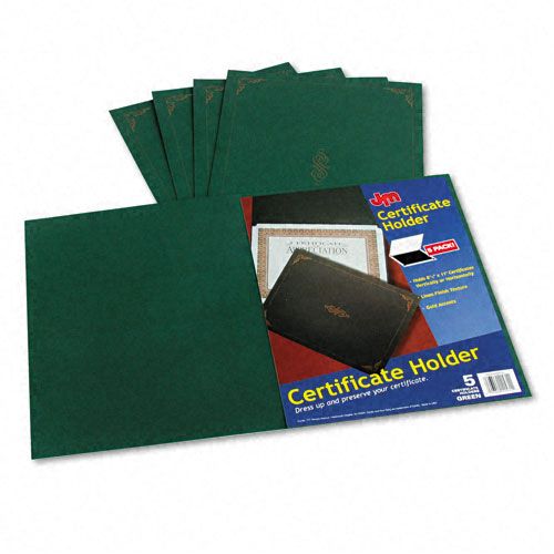 Certificate Holder, 11 1/4 x 8 3/4, Green, 5/Pack