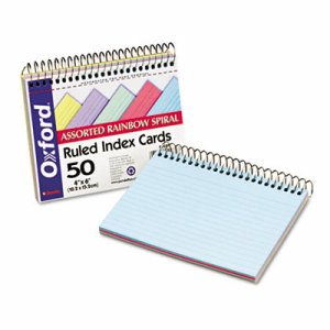 Spiral Index Cards, 4 x 6, 50 Cards, Assorted Colors