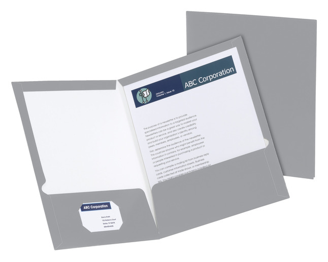 High Gloss Laminated Paperboard Folder, 100-Sheet Capacity, Gray, 25/Box