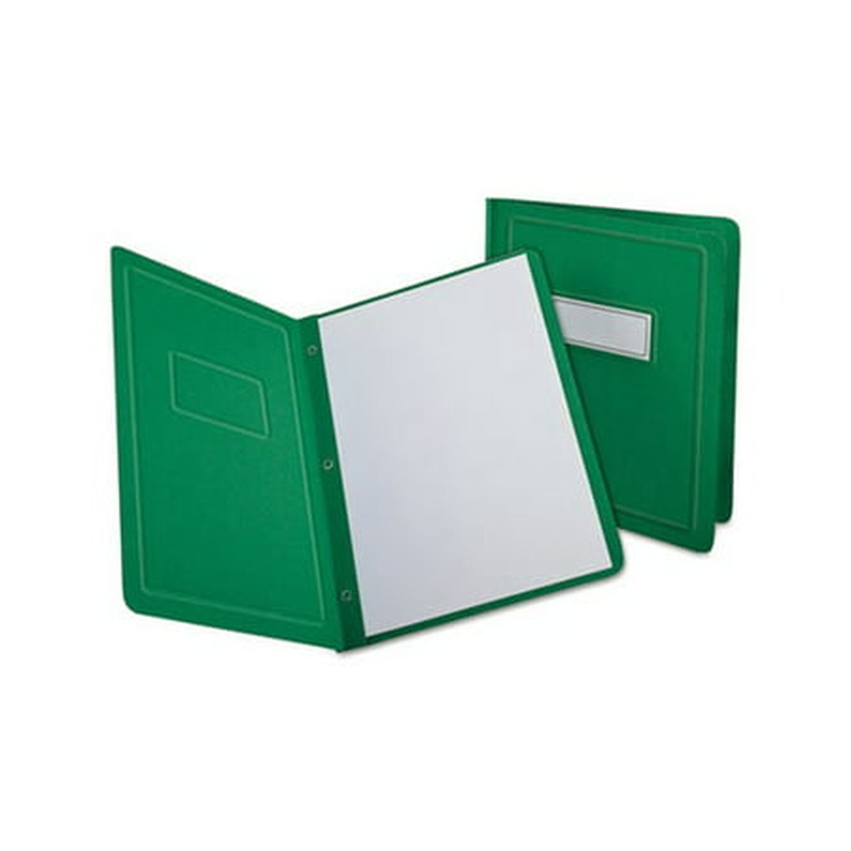 Report Cover, 3 Fasteners, Panel and Border Cover, Letter, Green, 25 per box