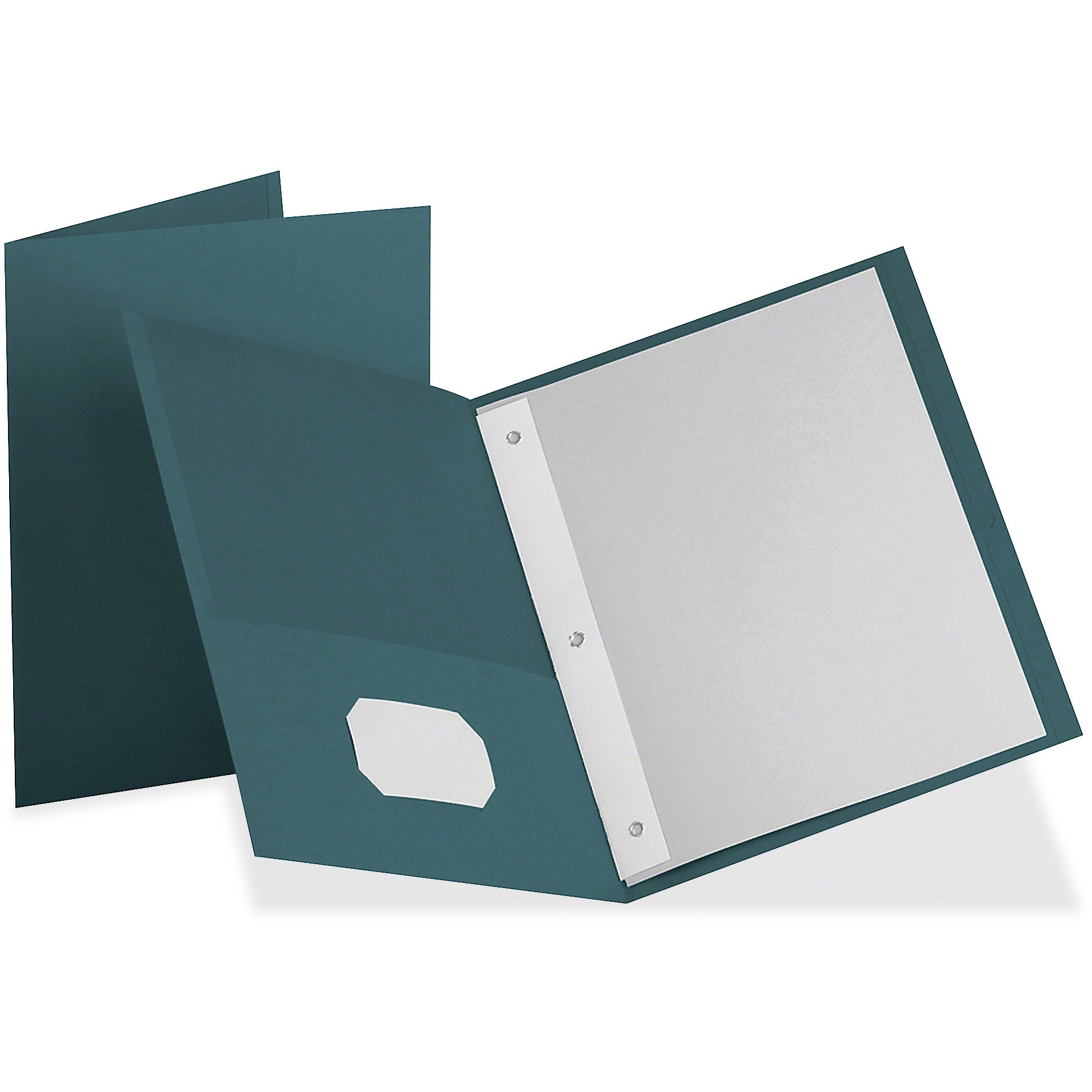 Twin-Pocket Folders with 3 Fasteners, Letter, 1/2" Capacity, Teal, 25/Box