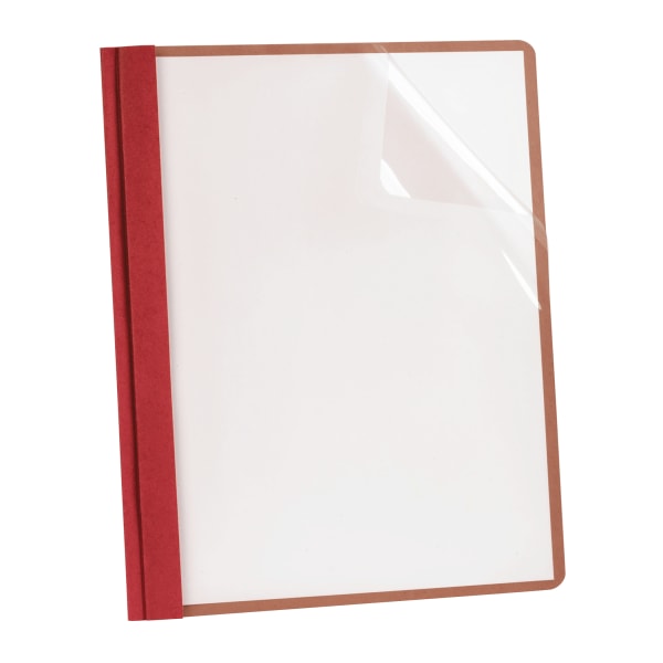 Earthwise Recycled Clear Front Report Covers, Letter Size, Red, 25/Box