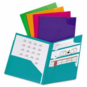Divide It Up Four-Pocket Poly Folder, 11 x 8-1/2, Assorted