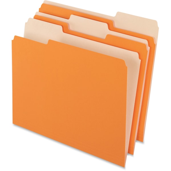 Colored File Folders, 1/3 Cut Top Tab, Letter, Orange/Light Orange, 100/Box