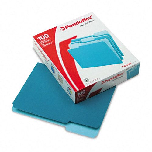 Colored File Folders, 1/3 Cut Top Tab, Letter, Teal/Light Teal, 100/Box