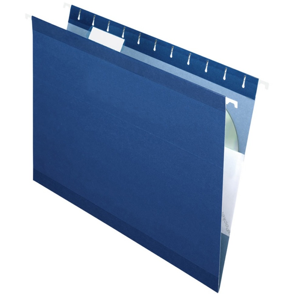 Reinforced Hanging Folders, 1/5 Tab, Letter, Navy, 25/Box