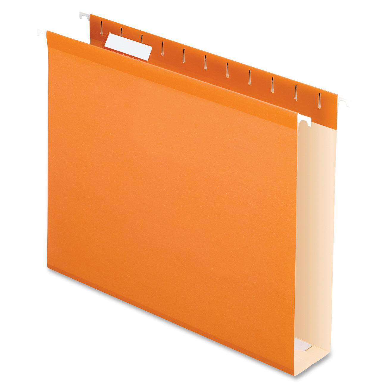 Reinforced 2" Extra Capacity Hanging Folders, 1/5 Tab, Letter, Orange, 25/Box