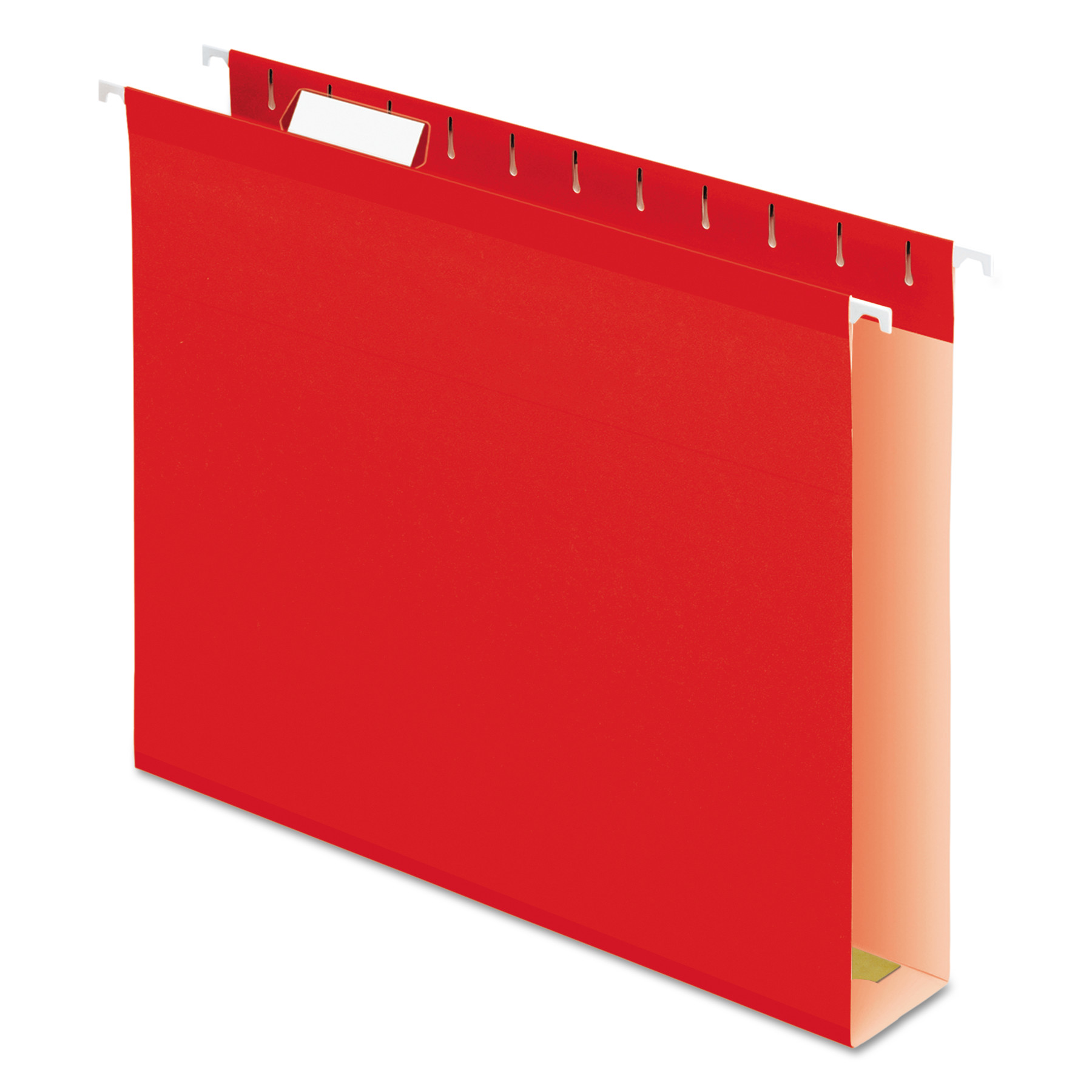Reinforced 2" Extra Capacity Hanging Folders, 1/5 Tab, Letter, Red, 25/Box