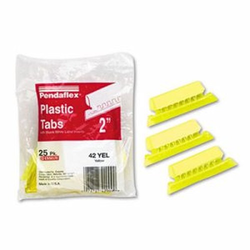 Hanging File Folder Tabs, 1/5 Tab, Two Inch, Yellow Tab/White Insert, 25/Pack