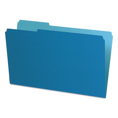 Interior File Folders, 1/3 Cut Top Tab, Legal, Blue, 100/Box