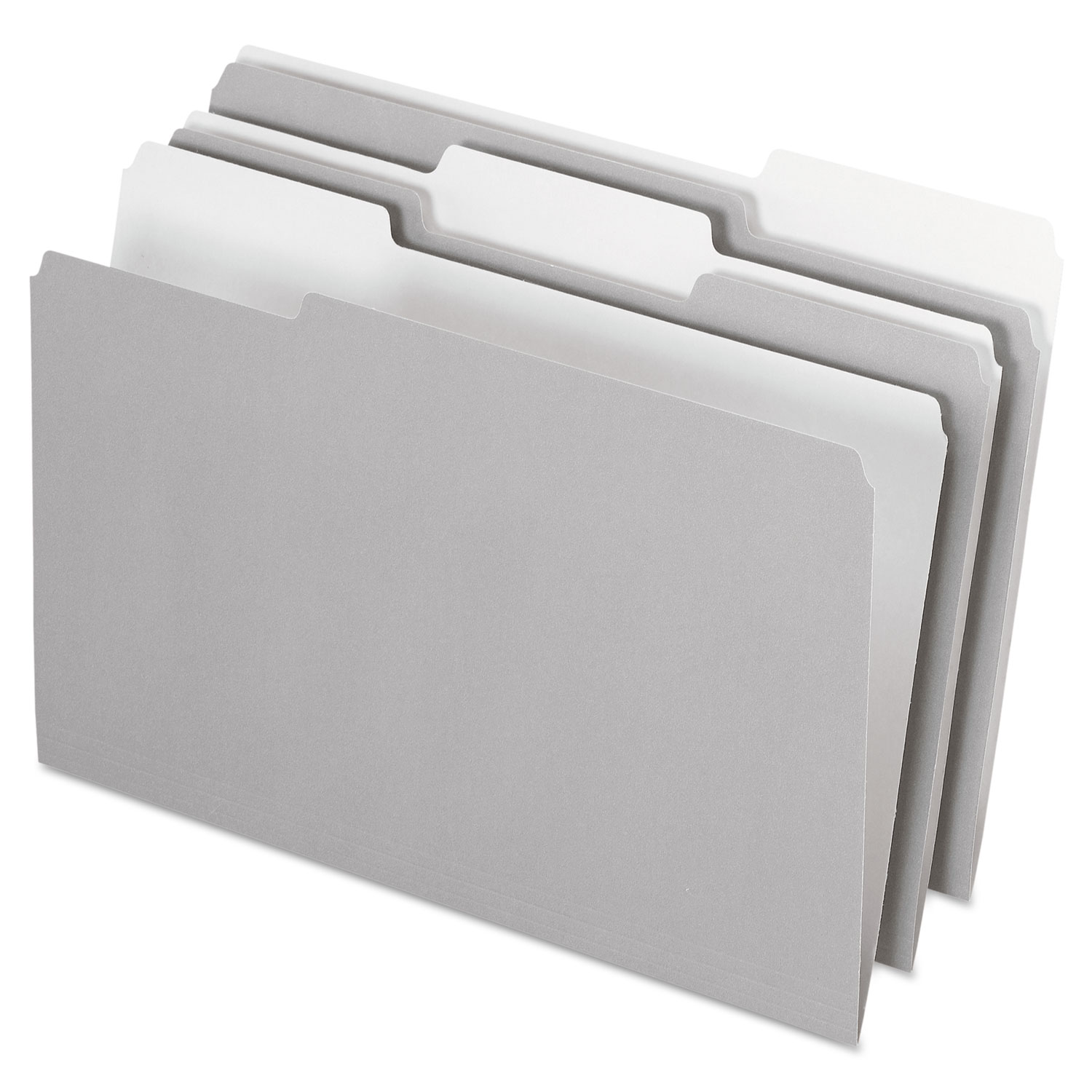 Interior File Folders, 1/3 Cut Top Tab, Legal, Gray, 100/Box