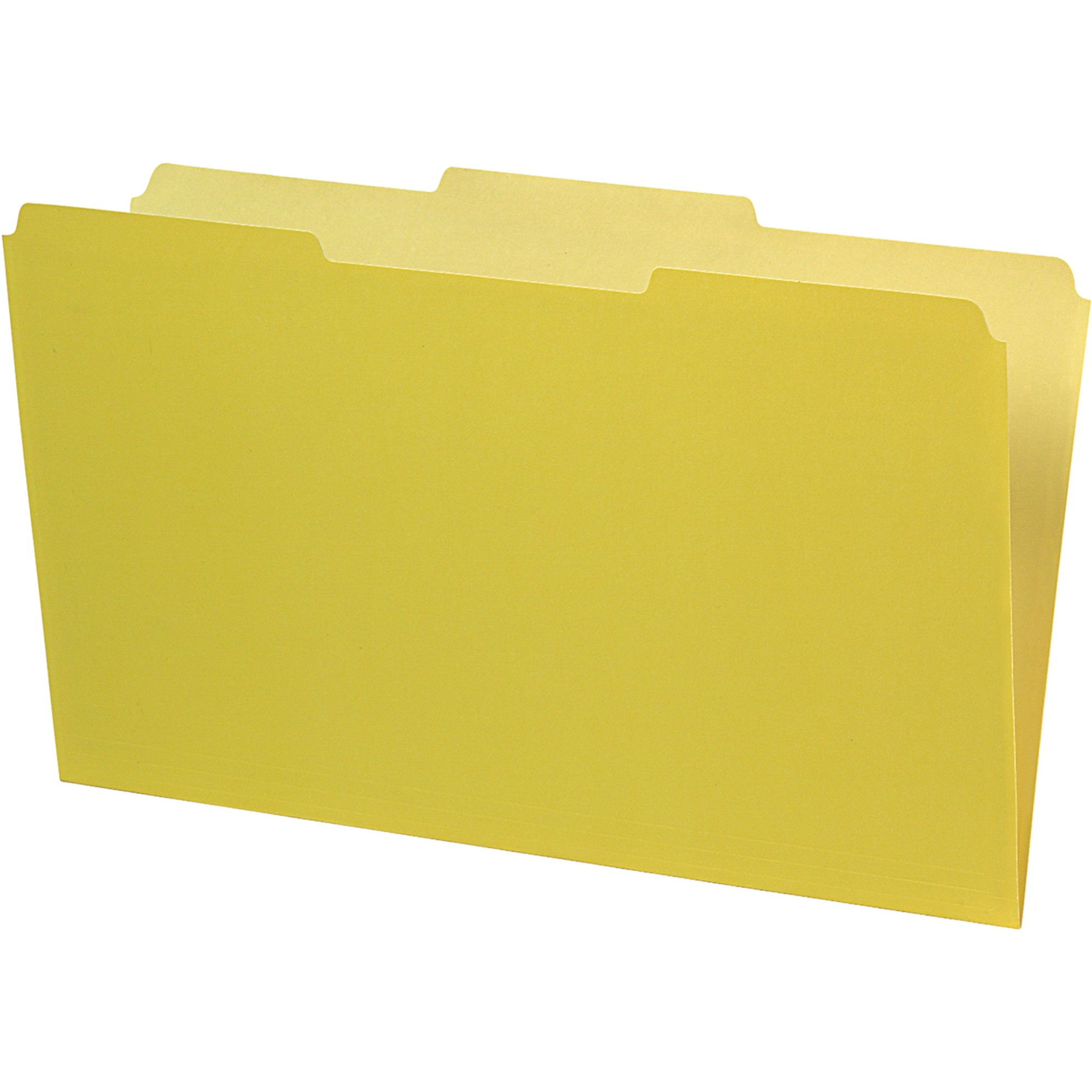 Interior File Folders, 1/3 Cut Top Tab, Legal, Yellow, 100/Box