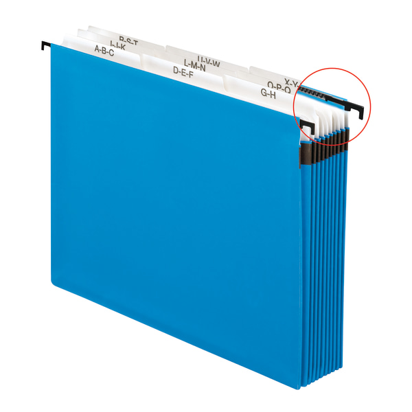 Nine-Section Hanging Folder, 5 1/4", Tabs and Labels, 1/5 Tab, Letter, Blue