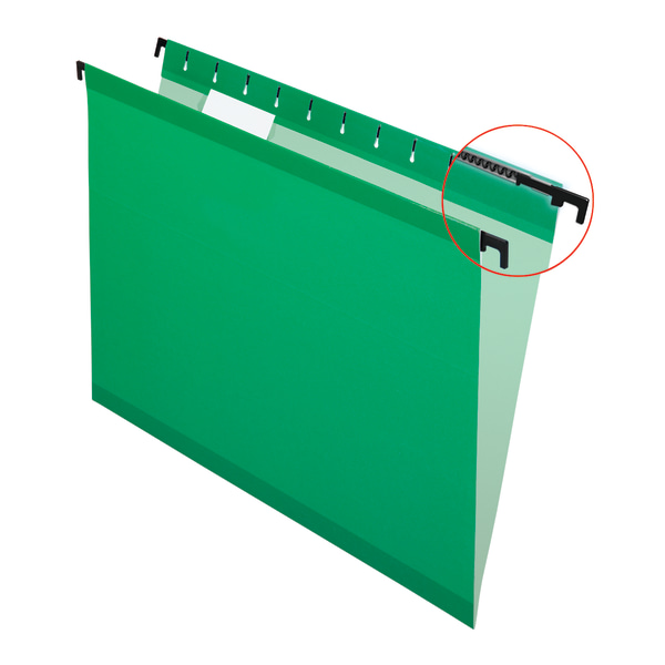 Poly Laminate Hanging Folders, Letter, 1/5 Tab, Bright Green, 20/Box