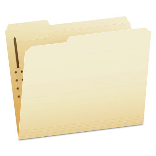 Fastener Folders, 1 Fastener, 1/3 Cut Tabs, Letter, Manila, 50/Box
