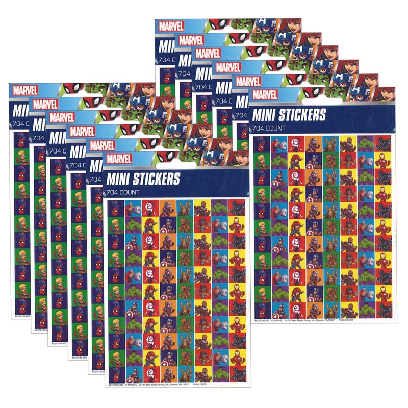 Marvel Super Hero Adventure Mini Stickers, 704 Per Pack, 12 Packs