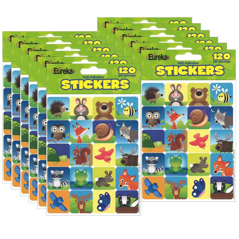 Woodland Creatures Theme Stickers, 120 Per Pack, 12 Packs