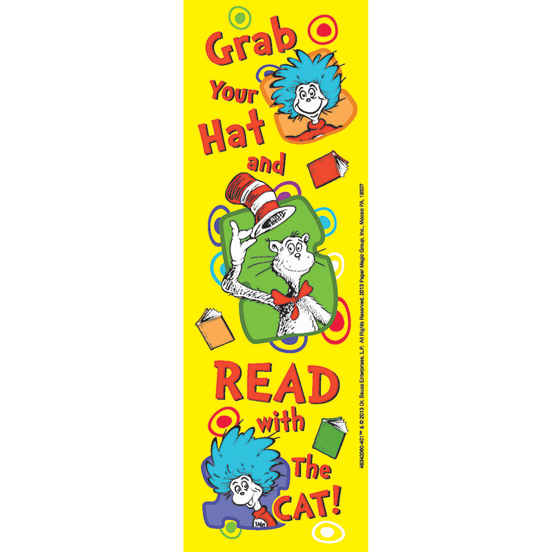Dr. Seuss Grab Your Hat Bookmarks, Pack of 36