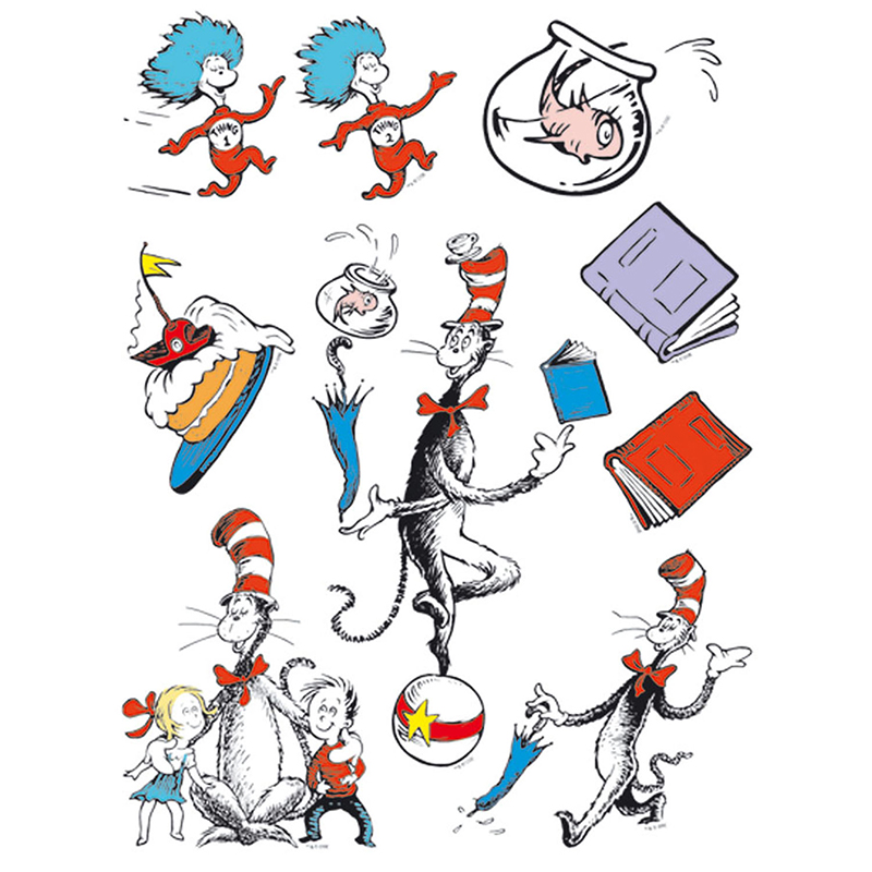 Cat in the Hat Characters Window Clings, 1 Sheet